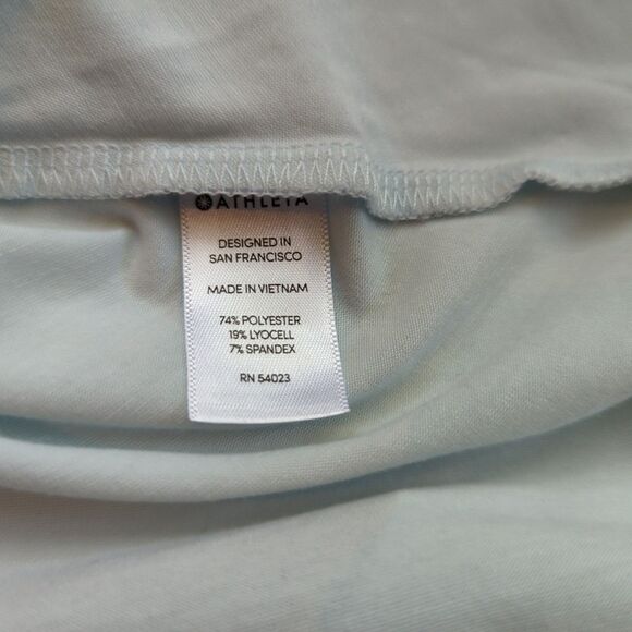 Athleta Essence Handkerchief Hem Top Medium Blue Womens Athletic Short Sleeve - Picture 5 of 6